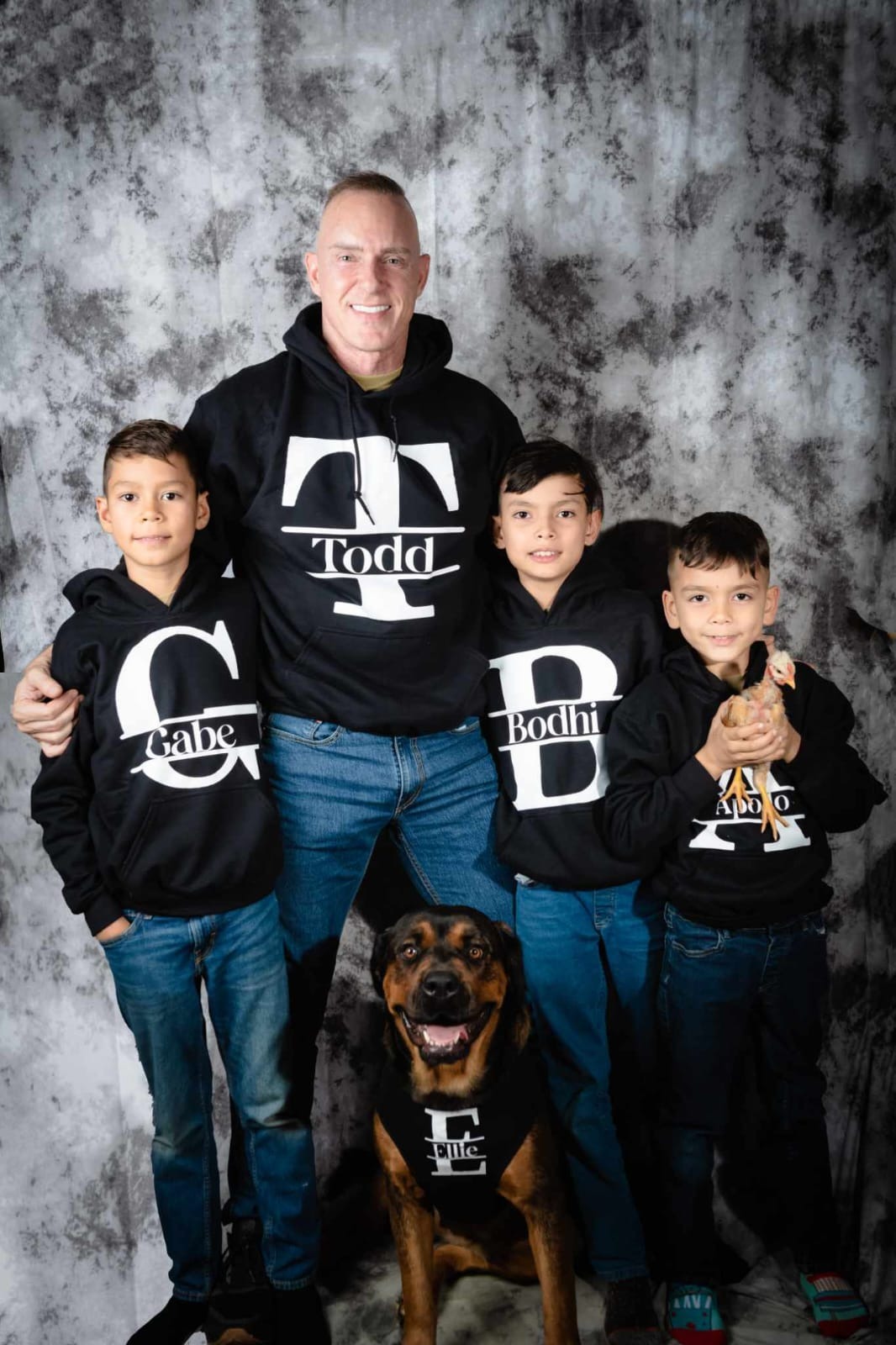 Ellie the dog with her family